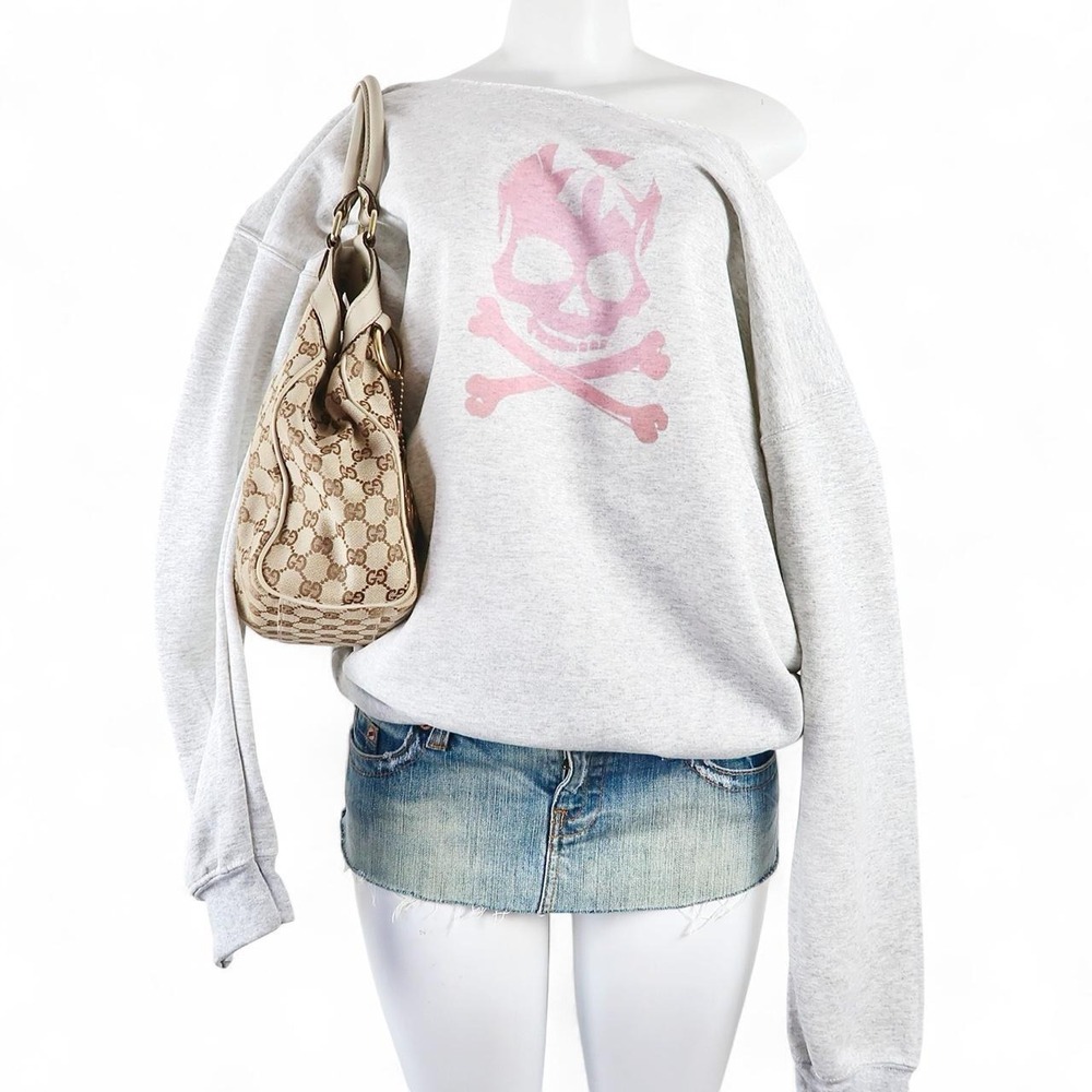 y2k pink skull graphic sweatshirt